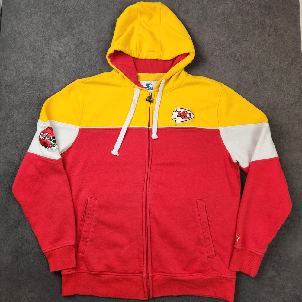 Kansas City Chiefs Starter Hoodie Mens XL Red Yellow Full Zip Sweatshirt NFL